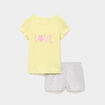 Ensemble pyjama short et t-shirt coton jaune clair fille