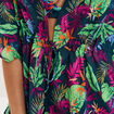 Robe de plage en coton col V bleu p&eacute;trole femme