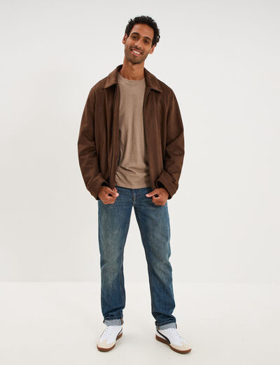 T-shirt droit en coton manches courtes taupe homme