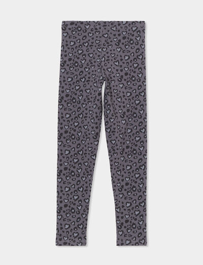 Legging long élastiqué coton gris foncé fille