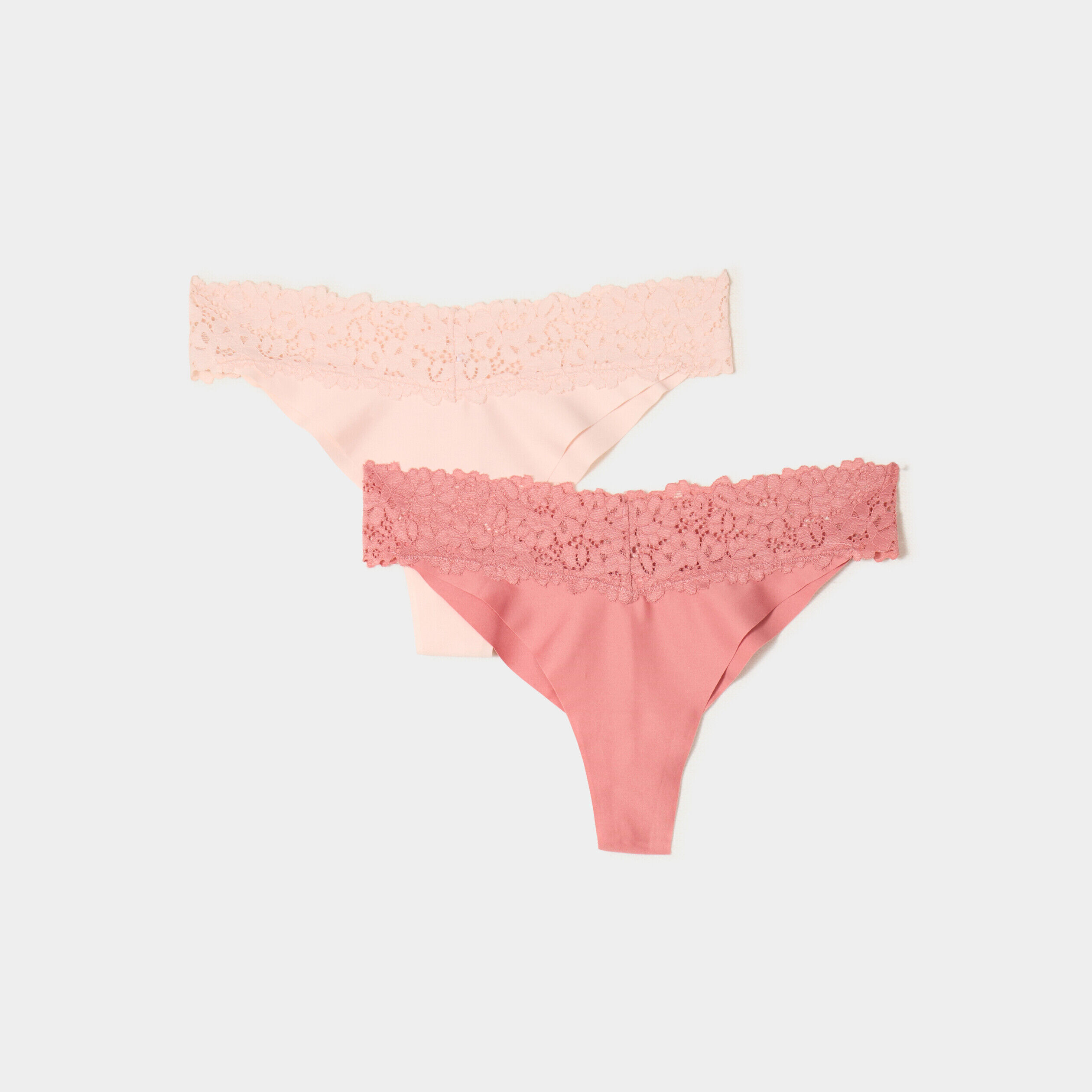 Lot 2 tangas micro sans couture rose clair femme LH