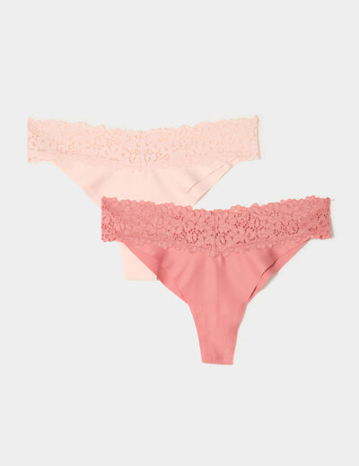 Lot 2 tangas micro sans couture rose clair femme