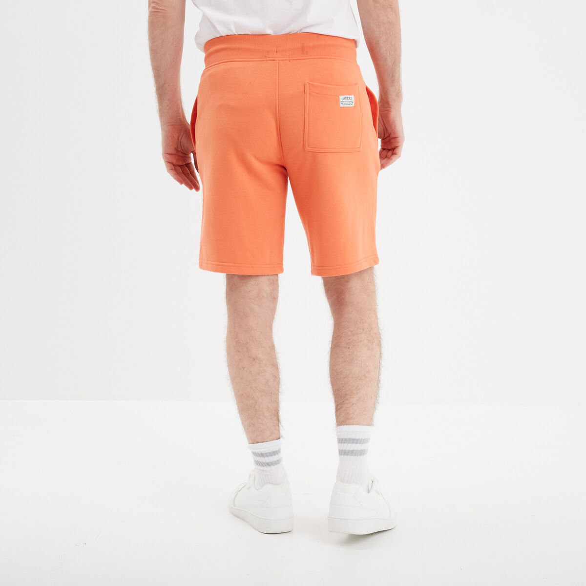 Short de jogging droit à coulisse orange homme