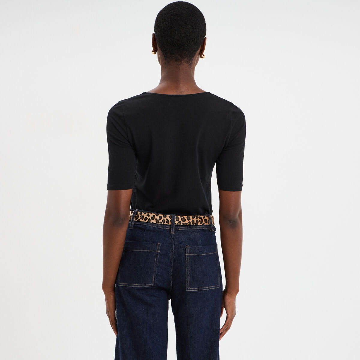 Body ajust&eacute; manches courtes noir femme