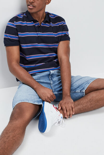 Polo droit manches courtes bleu homme