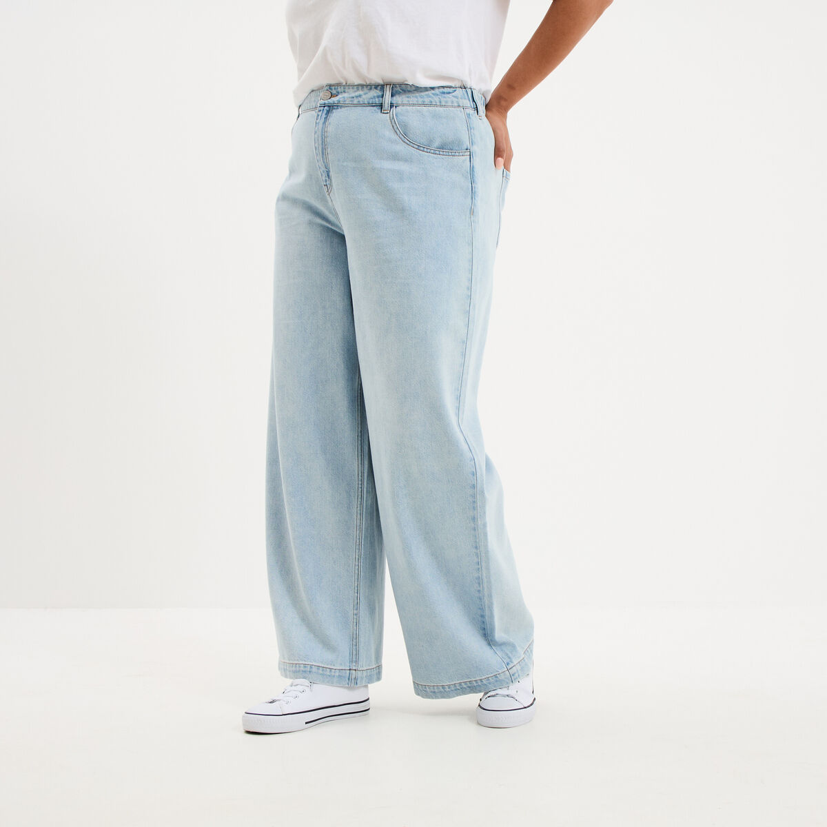 Jean large taille &eacute;lastiqu&eacute;e denim triple stone femme grande taille