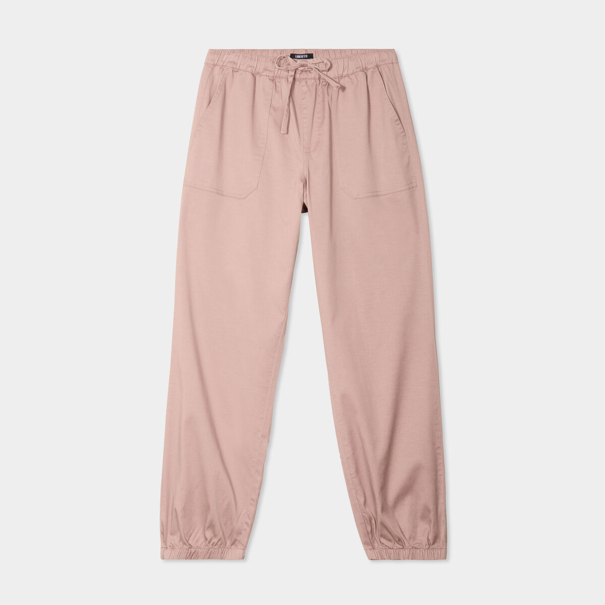 Pantalon droit battle taille élastiquée rose poudrée femme