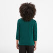 T-shirt manches 3/4 col rond coton vert foncé femme