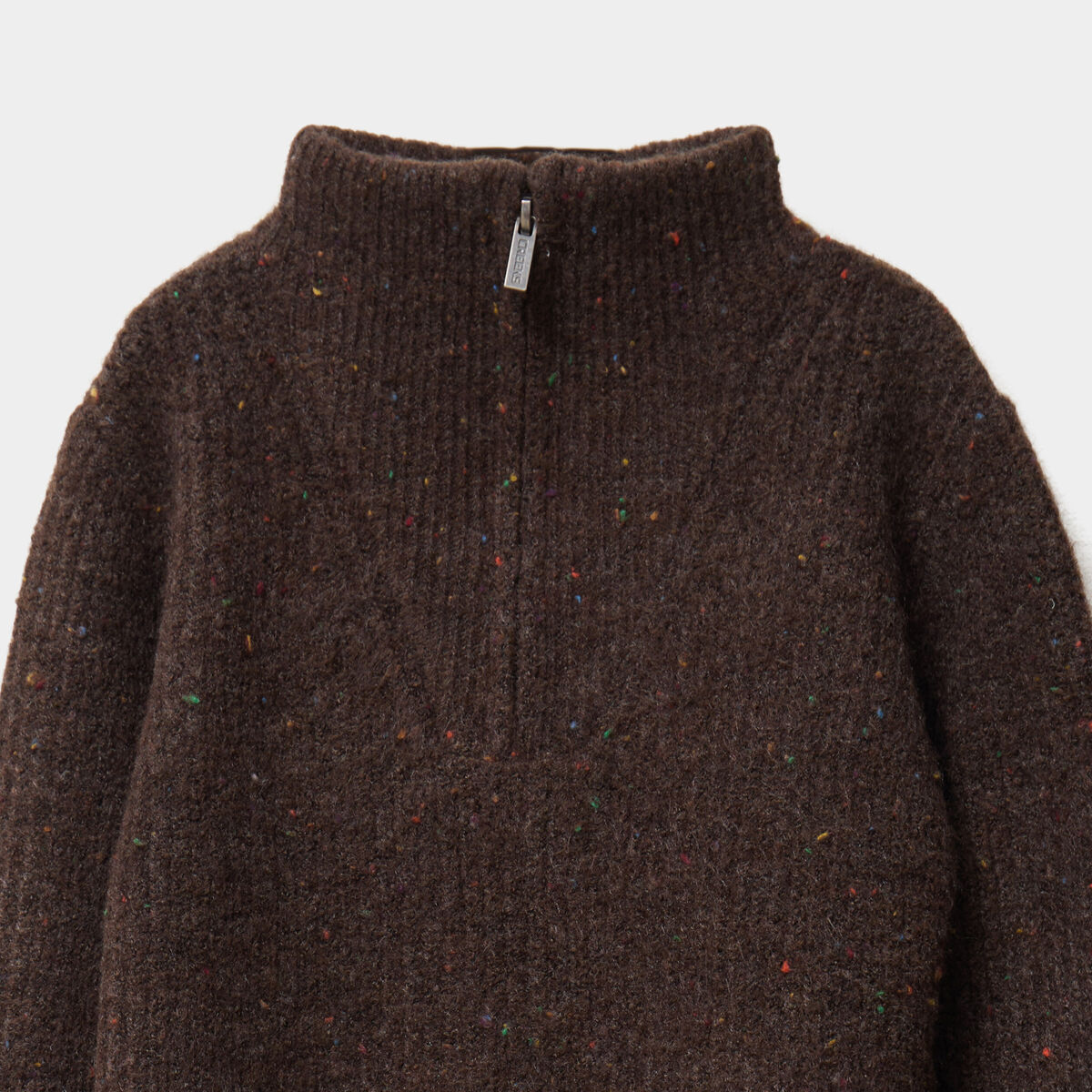Pull camionneur col zipp&eacute; marron gar&ccedil;on