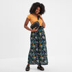Jupe longue fluide crépon noir femme