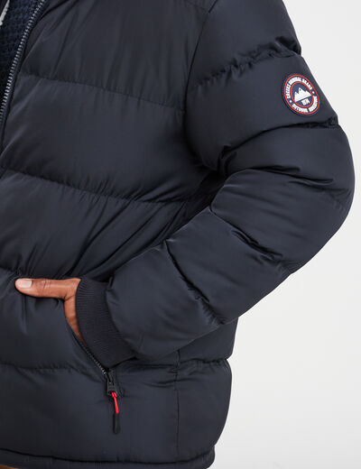 Doudoune doublée à capuche bleu foncé homme