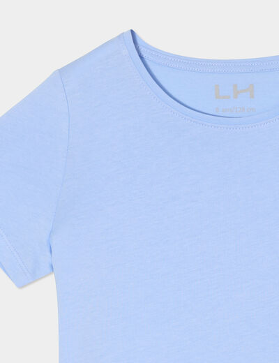 T-shirt manches courtes en coton bleu clair fille