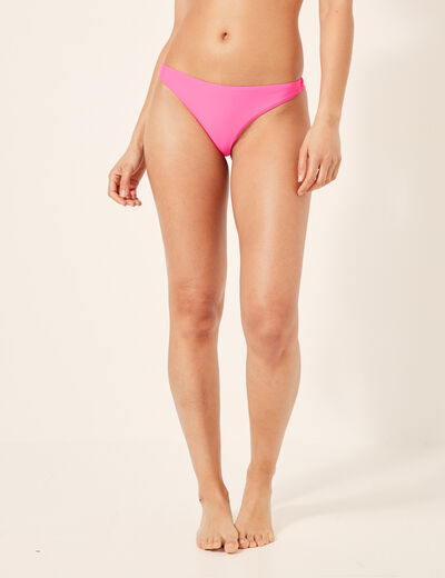 Bas de maillot de bain forme tanga rose fluo femme