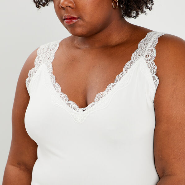 Débardeur bretelles larges col en V blanc femme grande taille