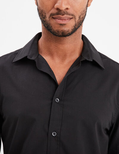 Chemise droite manches longues noir homme