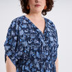 Robe longue taille smockée bleu marine femme grande taille