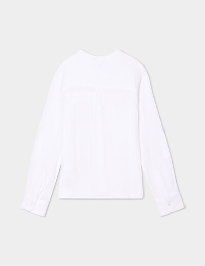 Chemise gaze coton manches retroussables blanc garçon