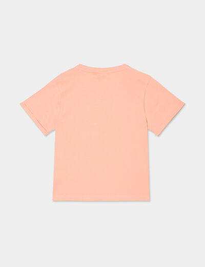 T-shirt manches courtes coton Stitch orange corail fille