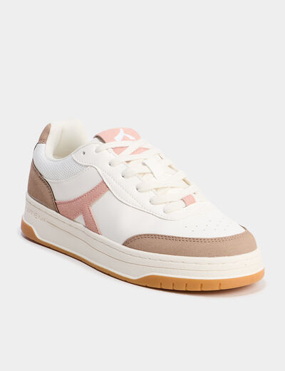 Tennis basses &agrave; lacets rose femme