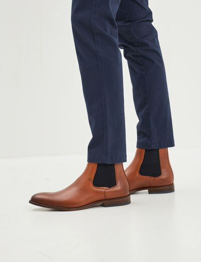 Bottines chelsea en cuir marron cognac homme