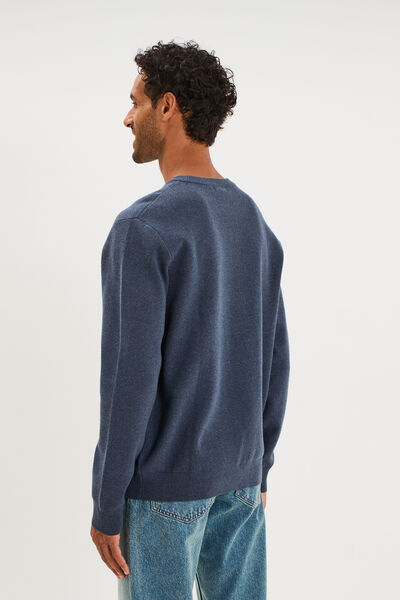 Pull col rond manches longues bleu homme