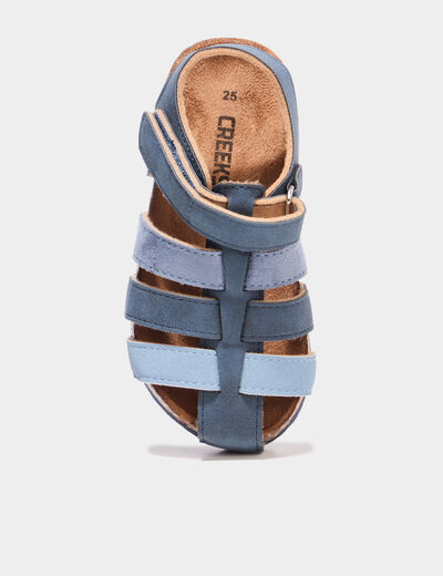 Sandales bout ferm&eacute; avec scratchs bleu marine gar&ccedil;on