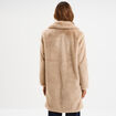 Manteau long fausse fourrure beige femme