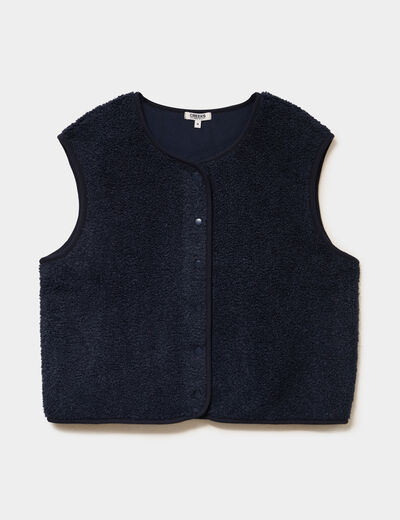 Veste sans manches effet polaire bleu marine femme