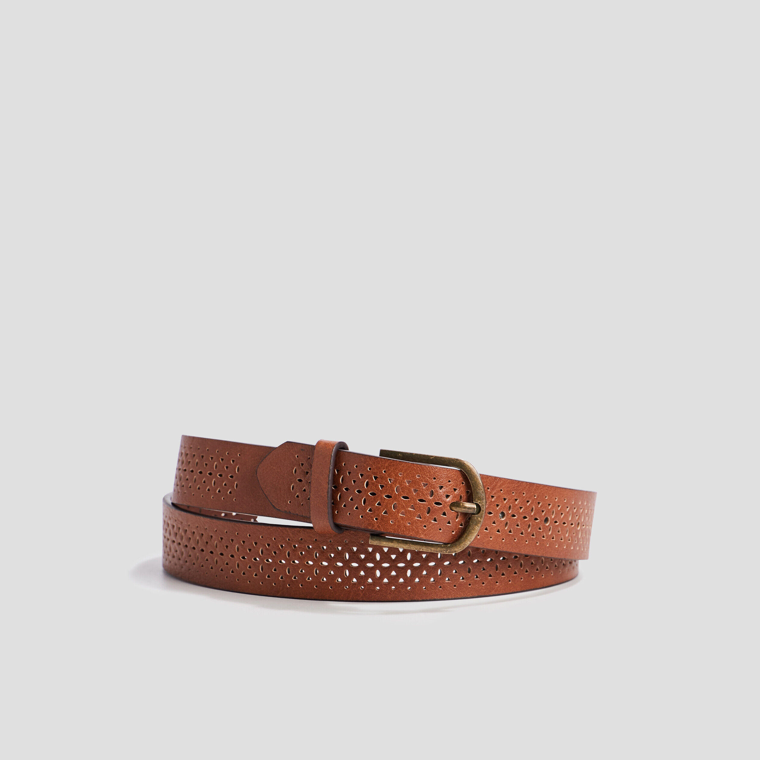 Ceinture perforée camel femme LH