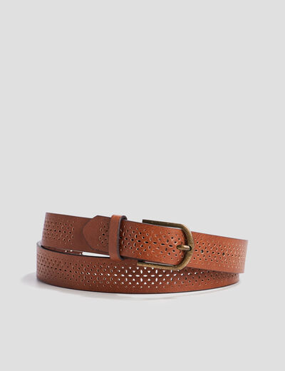 Ceinture perforée camel femme