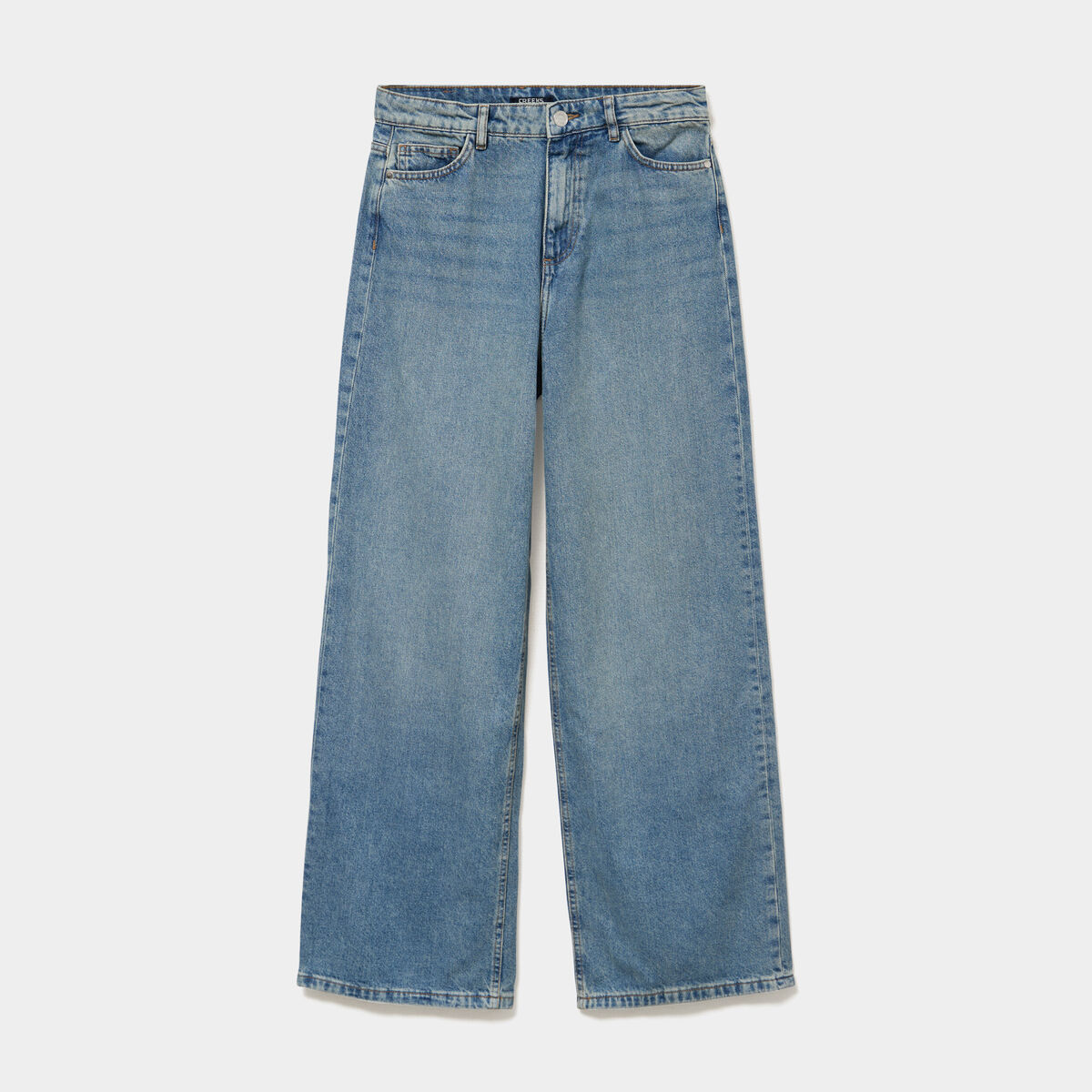 Jean large taille haute coton denim dirty femme
