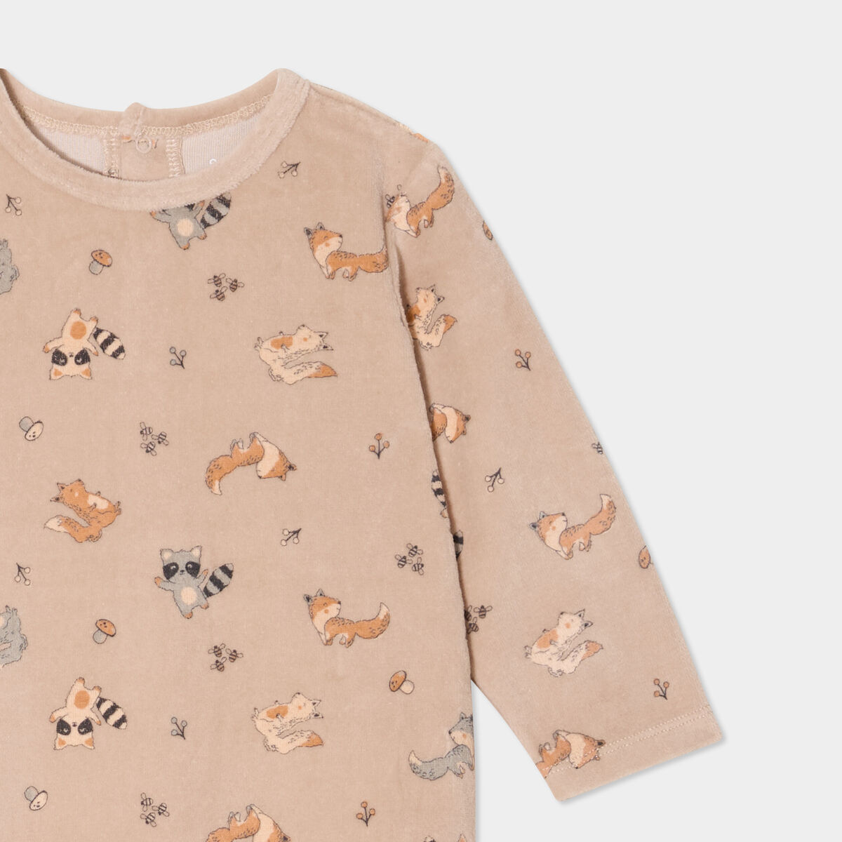 Dors-bien effet velours manches longues taupe bébé garçon