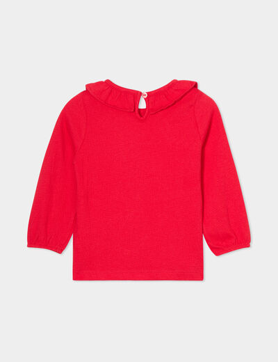 T-shirt col à volants coton Creeks rouge bébé fille