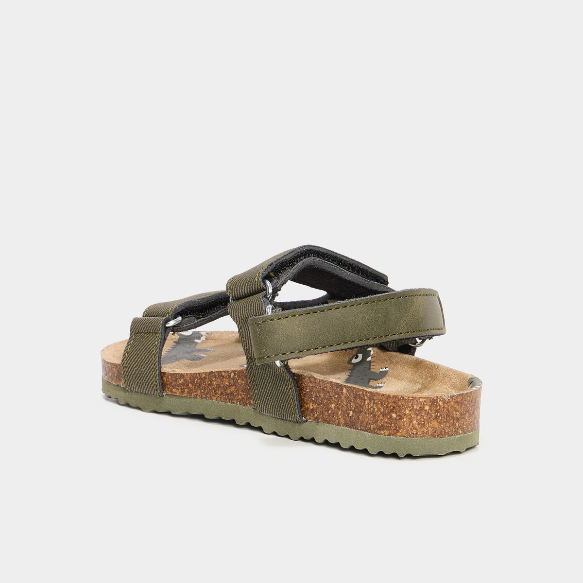 Sandales &agrave; scratchs ajustables vert kaki gar&ccedil;on