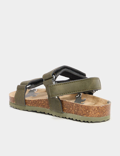 Sandales &agrave; scratchs ajustables vert kaki gar&ccedil;on