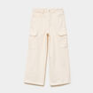 Pantalon large battle poches &agrave; rabat creme fille