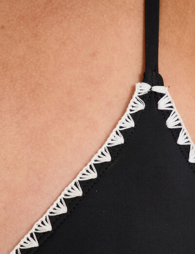 Maillot de bain une pi&egrave;ce d&eacute;tails brod&eacute;s noir femme