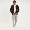 Gilet zipp&eacute; en maille manches longues marron fonc&eacute; homme