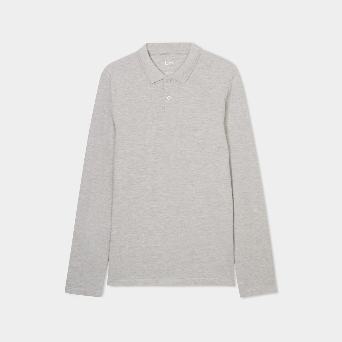 Polo manches longues en coton gris homme