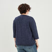 Pull manches 3/4 chauve-souris col V bleu marine femme grande taille