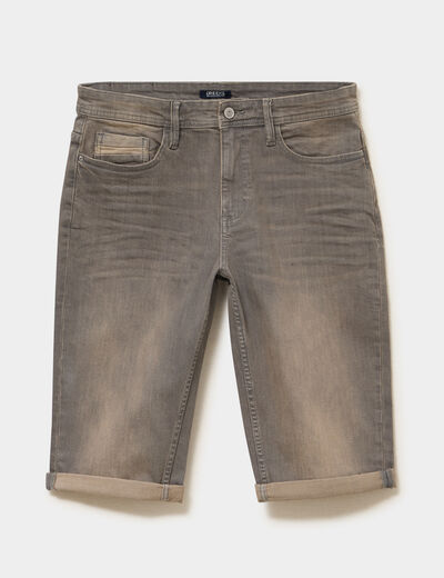 Bermuda short en jean regular denim gris homme