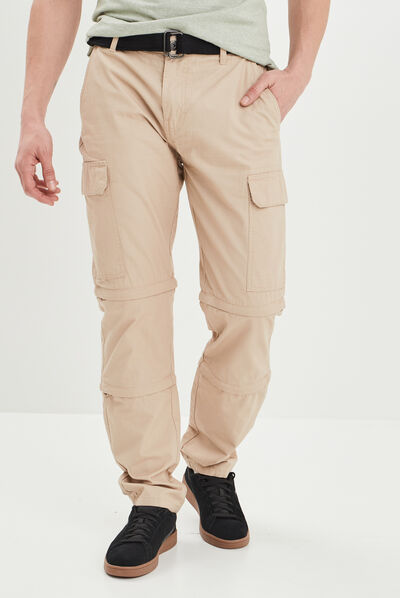 Pantalon short 2-en-1 cargo ceinturé sable homme