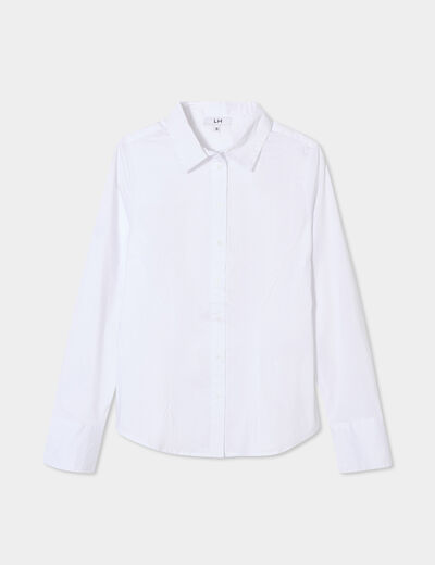 Chemise cintrée manches longues blanc femme