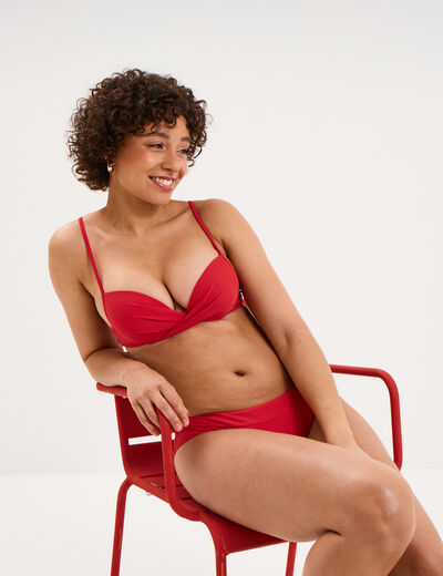 Haut de maillot de bain push up armatur&eacute; rouge fonc&eacute; femme