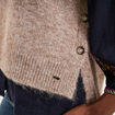 Pull col rond sans manches &agrave; boutons beige femme