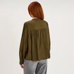 Blouse manches longues galons et fronces vert kaki femme