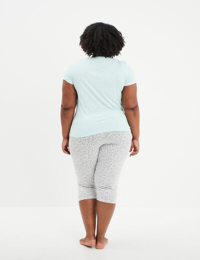 Ensemble pyjama corsaire Modavista bleu turquoise femme grande taille