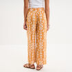 Pantalon fluide large taille &eacute;lastiqu&eacute;e jaune ocre femme