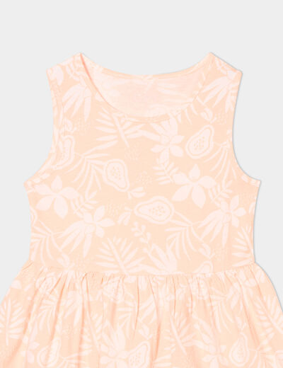 Robe patineuse sans manches coton orange fluo fille