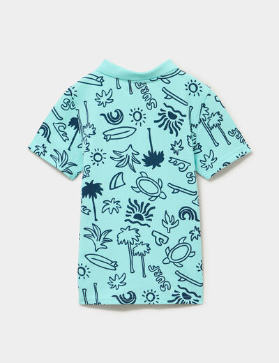 Polo manches courtes bleu turquoise gar&ccedil;on